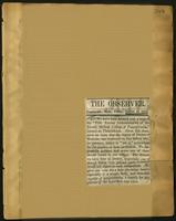 The Observer newspaper article - Fentonville, Michigan (clippings),  1854<blockquote class="juicy-quote">"We give our vote for a lady physician here – especially if a single lady, and therefore capable of administering a remedy for any disease of the heart that may occur."</blockquote><div class="view-evidence"><a href="https://doctordoctress.org/islandora/object/islandora:1496/story/islandora:1540" class="btn btn-primary custom-colorbox-load"><span class="glyphicon glyphicon-search"></span> Evidence</a></div>